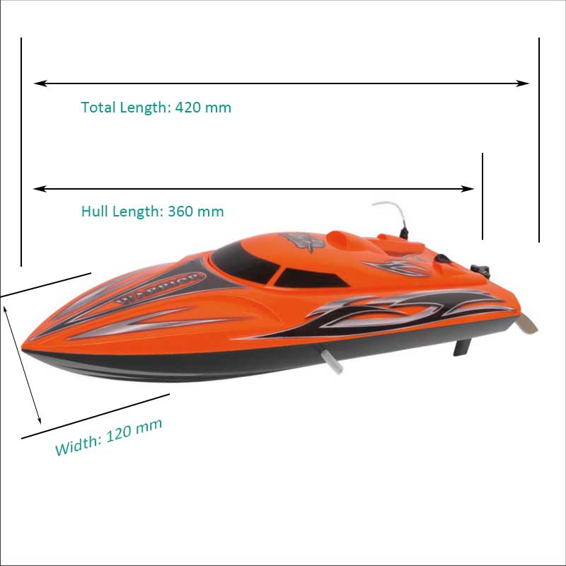 Sizes Display of Small RTR RC Speed Boat Kits Warrior 8206