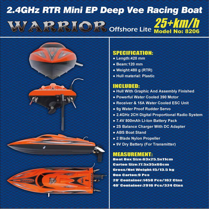 Small RTR RC Speed Boat Kits Warrior 8206